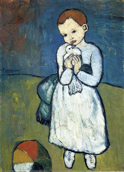 鸽子与孩子, Child with dove, 毕加索, 1901年